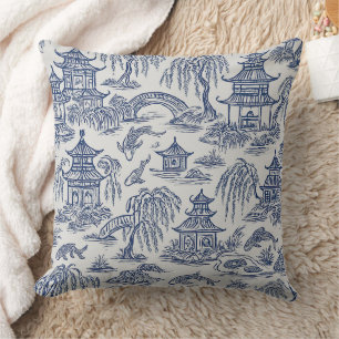 Coussin Chinoiserie Pagode & Koi Pond
