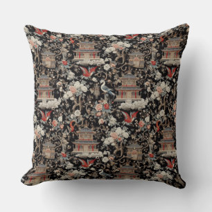 Coussin Chinoiserie Pagode Noire
