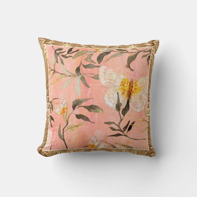 Coussin Chinoiserie Papillon moderne Marbling Eucalyptus (Recto)
