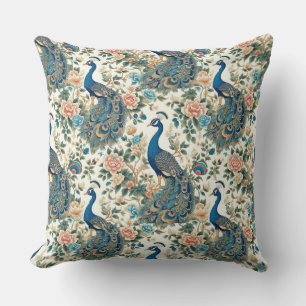 Coussin Chinoiserie Peacock Floral