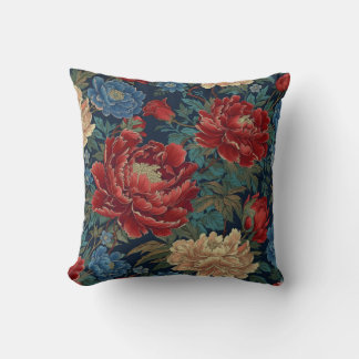 Coussin Chinoiserie Rouges Peony Couvertures d'oreiller à