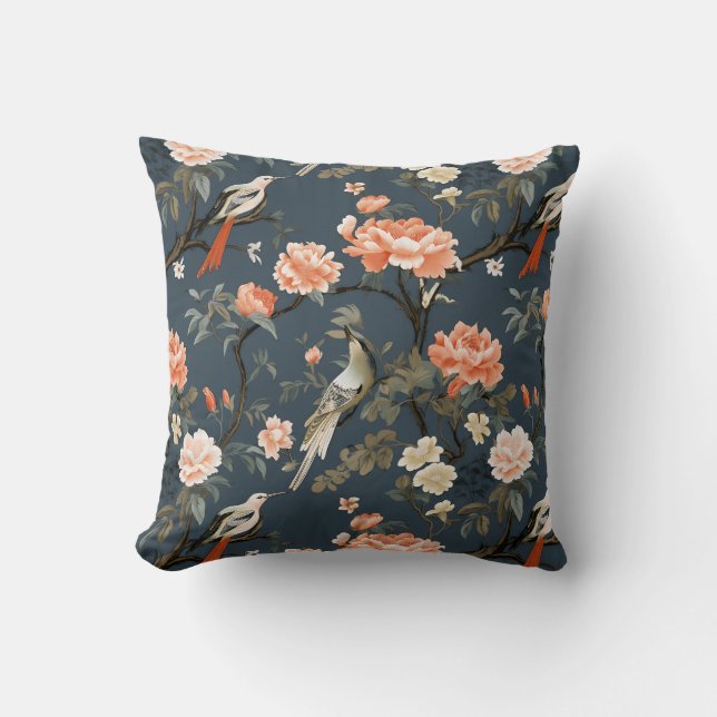 Coussin Chinoiserie sur Denim Blue (Recto)