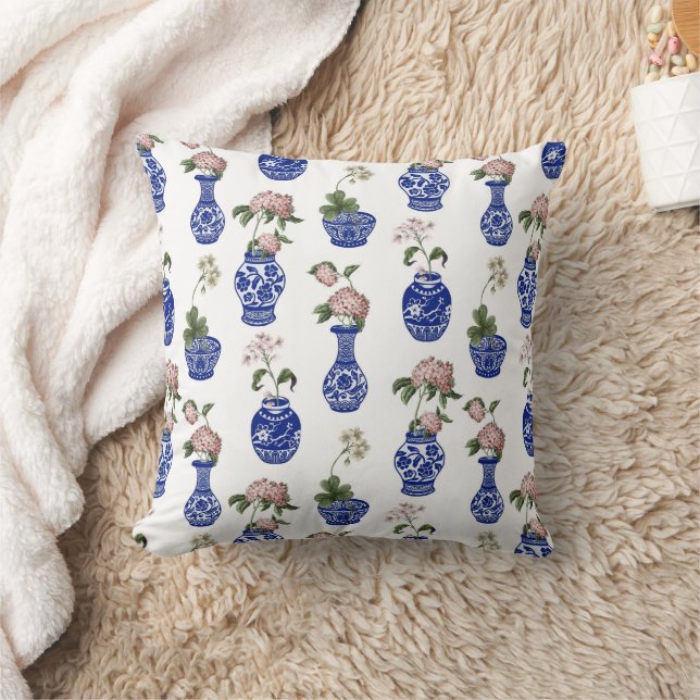 Coussin Chinoiserie vases bleus et fleurs  (Couverture)