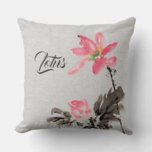 Coussin Chinoiserie Vintage Lave-encre peinture Floral Lot