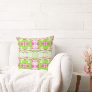 Coussin Chintz Bohème 71 Pastel Rose Fuchsia Lime Vert