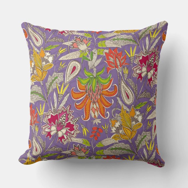 Coussin chintz pop violet (Recto)