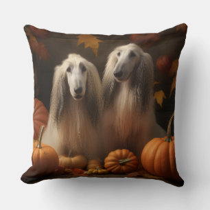 Coussin chiot Afghan Hound Automne Délice Citrouille