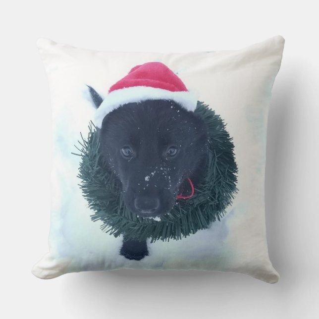 Coussin Chiot allemand noir dans une couronne, ZKA (Recto)