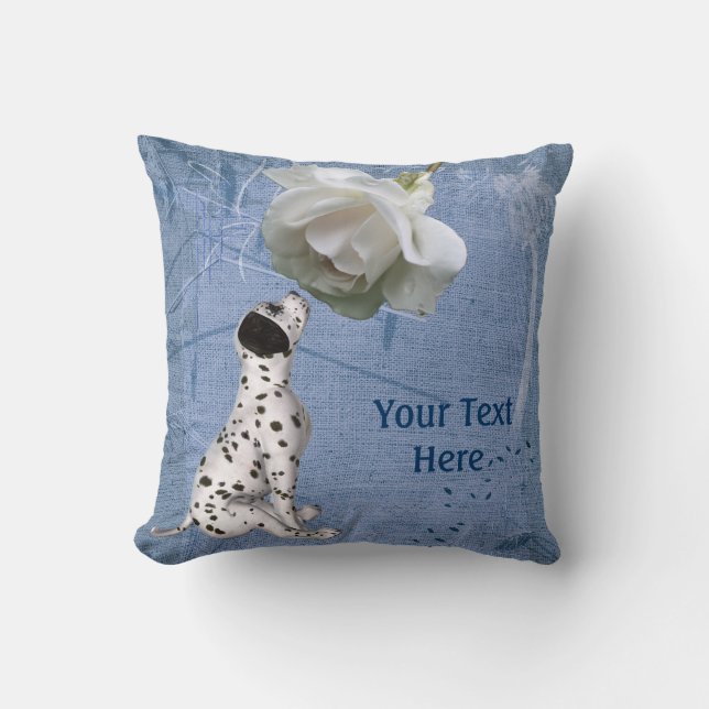 Coussin Chiot blanc rose de Dalmatie (Recto)