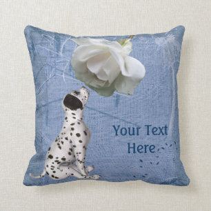 Coussin Chiot blanc rose de Dalmatie