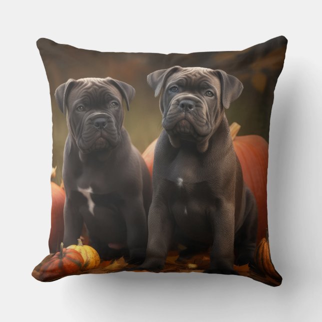 Coussin Chiot Cane Corso Délice d'Automne Citrouille (Recto)