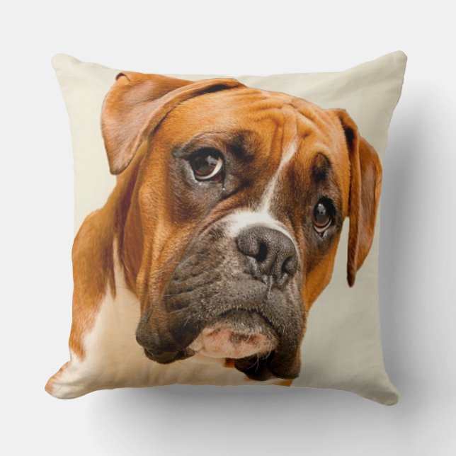 Coussin Chiot de boxeur sur le contexte crème en ivoire (Recto)