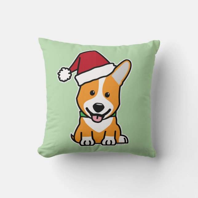 Coussin chiot de chien Corgi chapeau de Père Noël de Noël  (Recto)