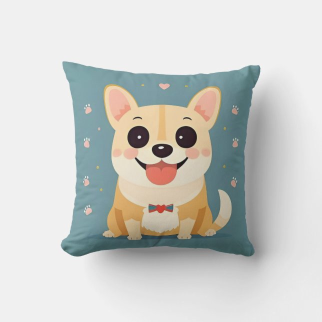 Coussin Chiot de dessin animé mignon avec une expression a (Recto)