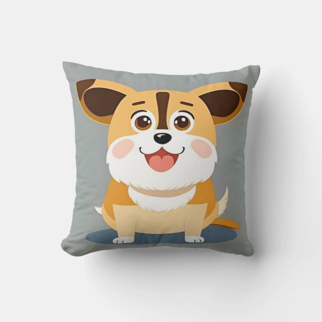 Coussin Chiot de dessin animé mignon avec une expression a (Recto)