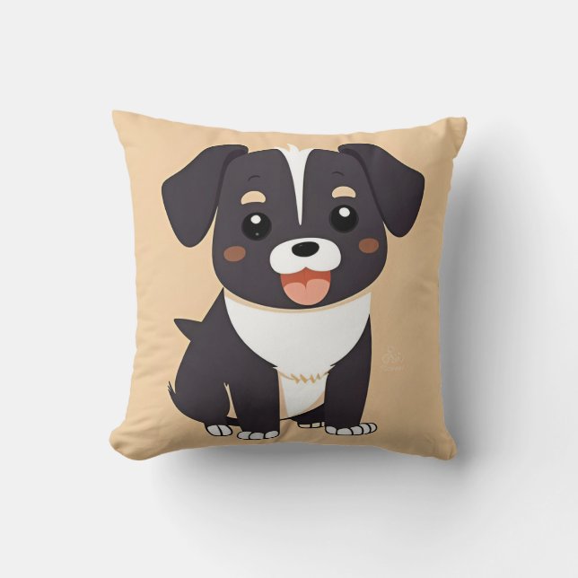 Coussin Chiot de dessin animé mignon avec une expression a (Recto)