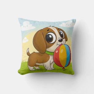 Coussin Chiot de dessin animé tenant un ballon coloré Mign