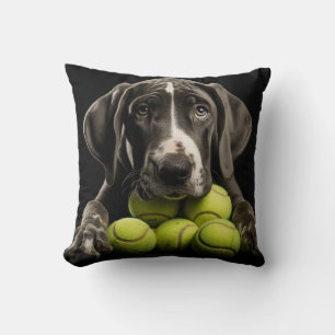 Coussin 🐕 chiot de Great Dane avec 🎾 balles de tennis