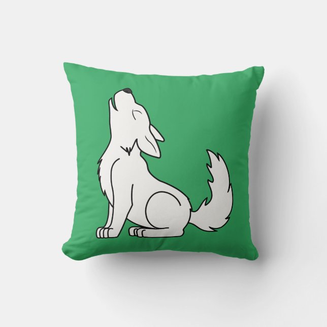 Coussin Chiot de loup blanc hurlant (Recto)