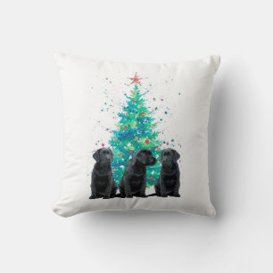 Coussin Chiot de Noël Black Labrador