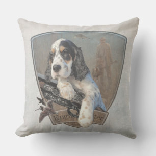 Coussin Chiot de Setter anglais avec fusil de chasse class