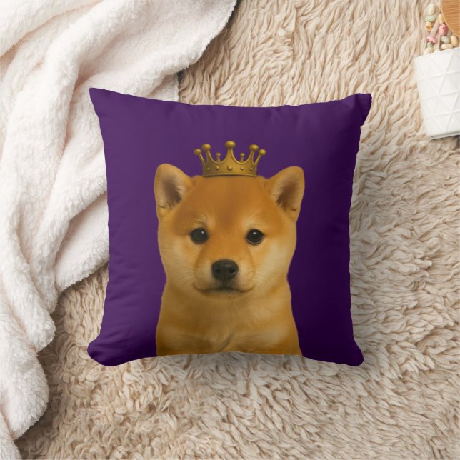Coussin Chiot de Shiba Inu en Couronne Or (Couverture)