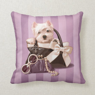 Coussin Chiot de Westie dans le sac à main