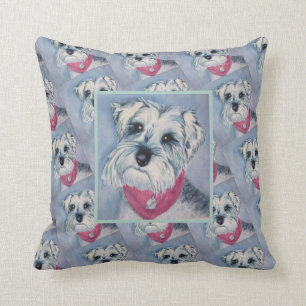 COUSSIN CHIOT DOUX DE SCHNAUZER DE GRIS ARGENTÉ