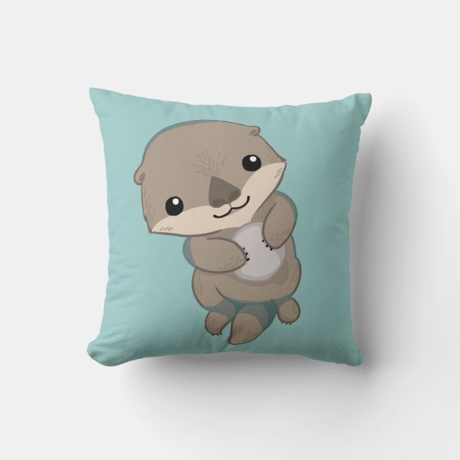 Coussin Chiot mignon de loutre de bébé (Recto)