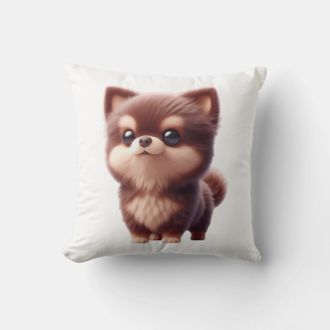 Coussin Chiot Mignon et Fluffy � Design de Chien Adorable (Recto)