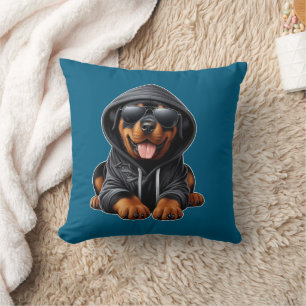 Coussin Chiot Rottweiler en Sweatshirt à capuchon