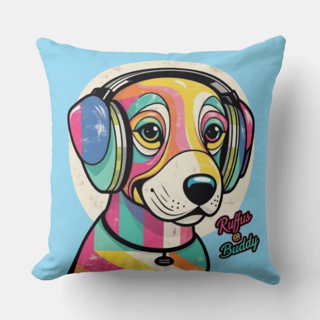 Coussin Chiot super : Une Canine Colorée (Recto)