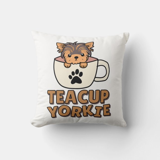 Coussin chiot Yorkie en tasse à thé  (Recto)