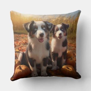Coussin Chiots Berger Australien Délice d'Automne Citrouil