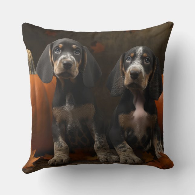 Coussin Chiots Bluetick Coonhound Délice d'Automne Citroui (Verso)