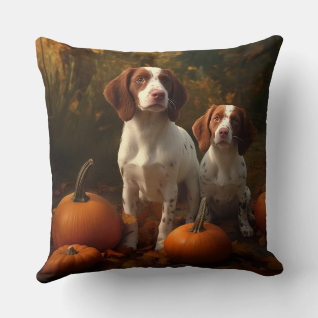 Coussin Chiots Brittany Spaniel Délice d'Automne Citrouill (Verso)