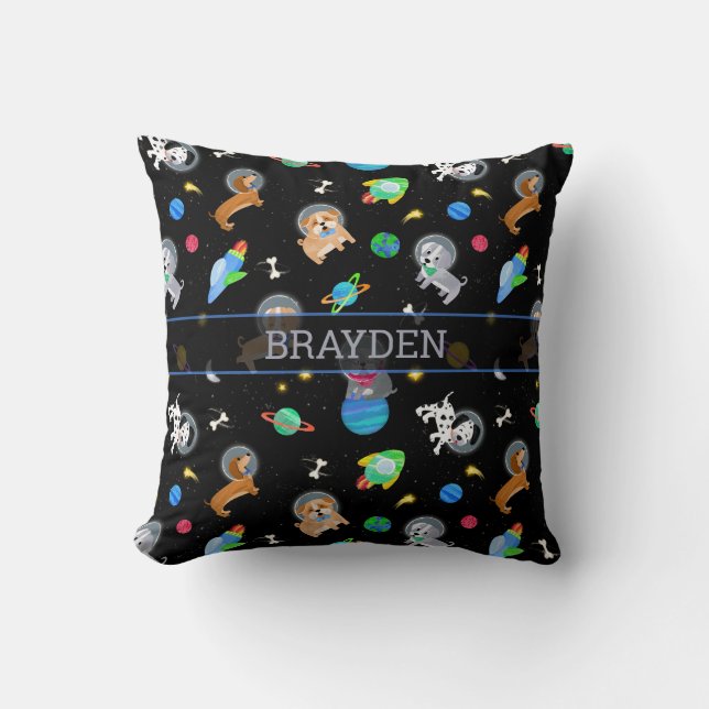 Coussin Chiots Dans L'espace Aquarelle Chiots Astronautes (Recto)
