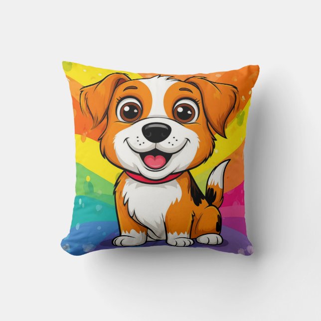 Coussin Chiots dessin animé avec une expression joyeuse (Recto)
