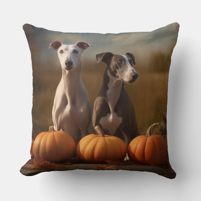 Coussin Chiots Greyhound Délice d'Automne Citrouille (Recto)