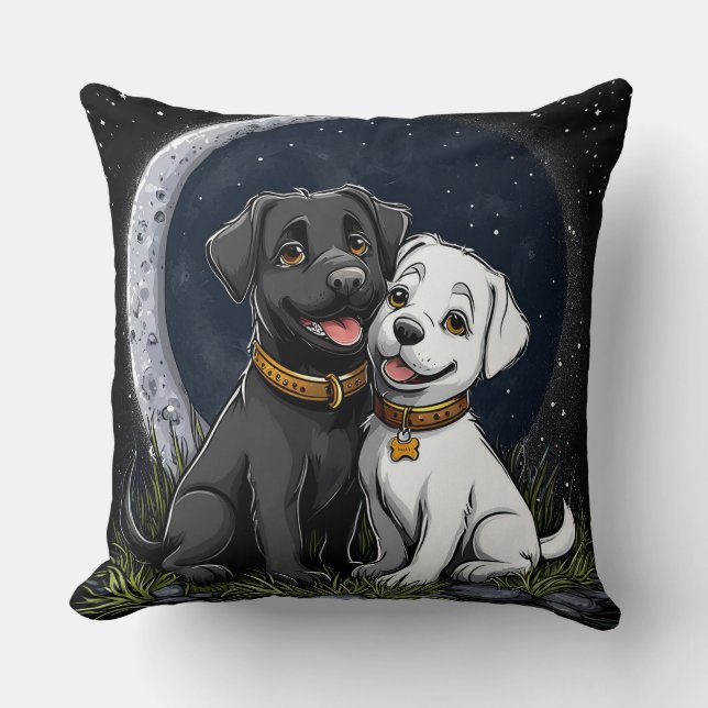 Coussin Chiots noirs et blancs adorables (Recto)