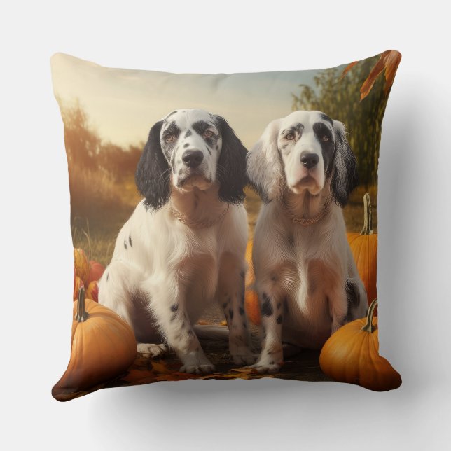 Coussin Chiots Setter Anglais Délice d'Automne Citrouille  (Verso)