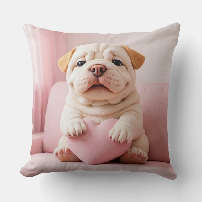 Coussin Chiots Shar Pei – Douce Étreinte par WangWang (Recto)
