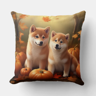 Coussin Chiots Shiba Inu Délice d'Automne Citrouille