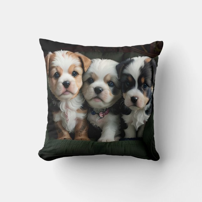 Coussin Chiots super mignons sur le canapé 2 (Recto)