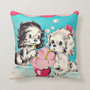 Coussin Chiots vintages de magasin de soude