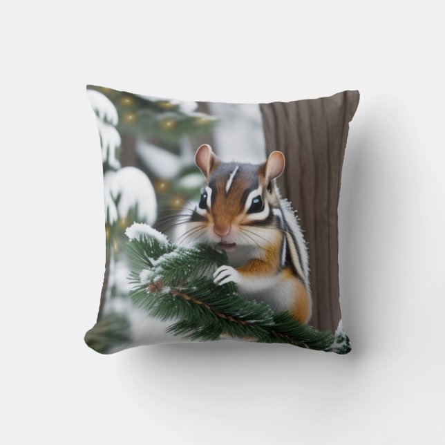 Coussin Chipmunk de Noël (Recto)