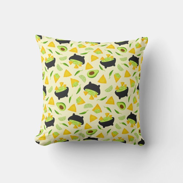 Coussin Chips Tortilla et Motif Guacamole (Recto)