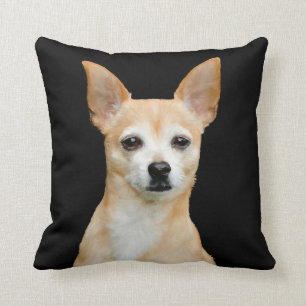 Coussin Chiwawa peint par beige sur l'arrière - plan noir