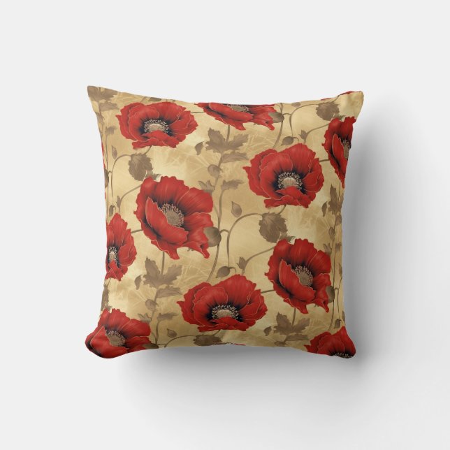 Coussin Chiyogami rouge gras (Recto)