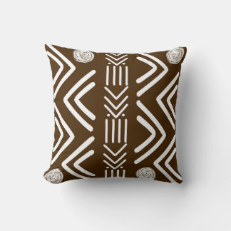 Coussin Chocolat Brown Africain Bogolan Conception tribale